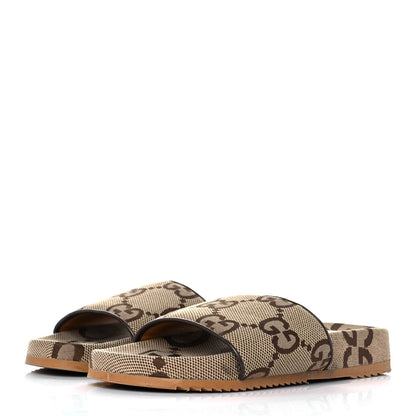 Gucci Monogram Jumbo GG Mens Slide Sandals 9 Camel Ebony 3 of 15