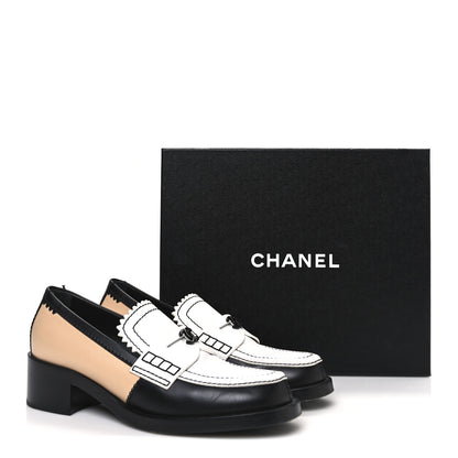 Chanel Calfskin CC Loafers 40 Black White Beige 13 of 13
