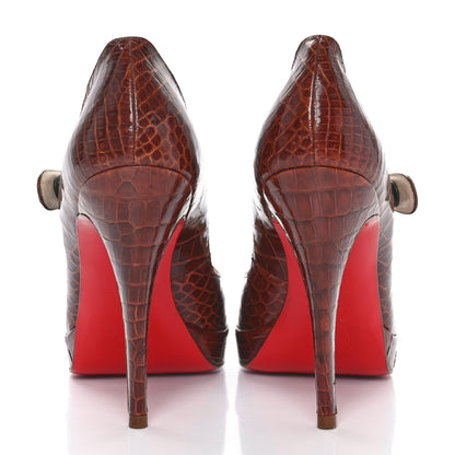 Christian Louboutin Crocodile Embossed Alta Iowa 120 Pumps 39 Brown 8 of 16