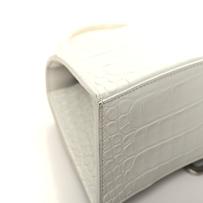 Balenciaga Calfskin Crocodile Embossed Small Hourglass Top Handle Bag White 11 of 15