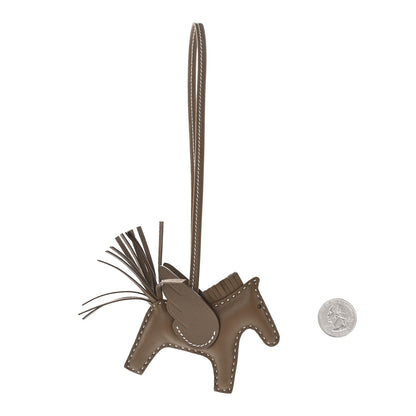 Hermes Milo Lambskin Grigri Rodeo Pegase Horse Bag Charm PM Etoupe 2 of 5