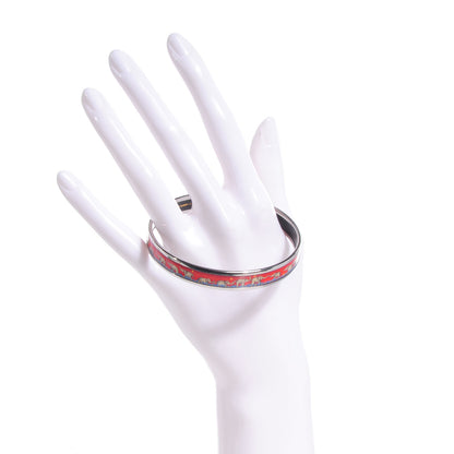 Hermes Enamel Printed Elephants Grazing Narrow Bracelet Red 70 2 of 6