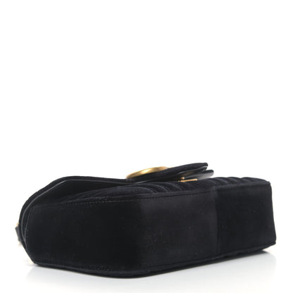 Gucci Velvet Matelasse Mini GG Marmont Shoulder Bag Black 4 of 12