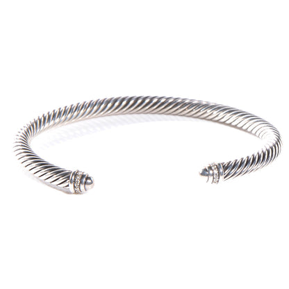 David Yurman Sterling Silver Diamond 5mm Cable Classics Dome Bracelet 1 of 4