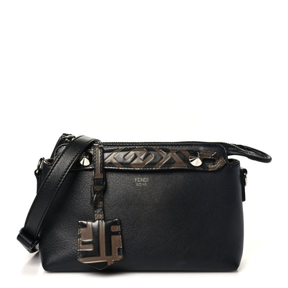 Fendi Vitello Dolce Bi-Color FF 1974 Embossed Mini By The Way Boston Bag Black Maya 1 of 10