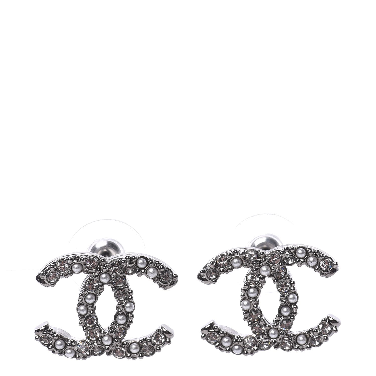 Chanel Ruthenium Crystal Pearl Caviar Earrings 1 of 5