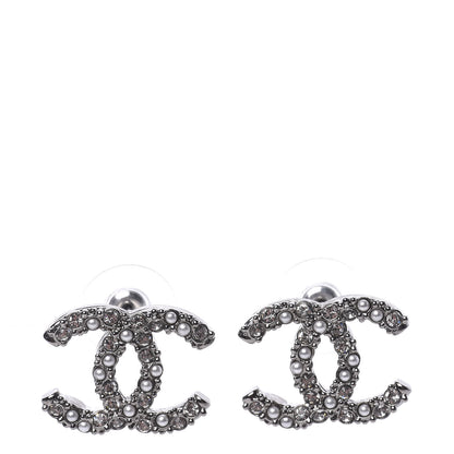 Chanel Ruthenium Crystal Pearl Caviar Earrings 1 of 5