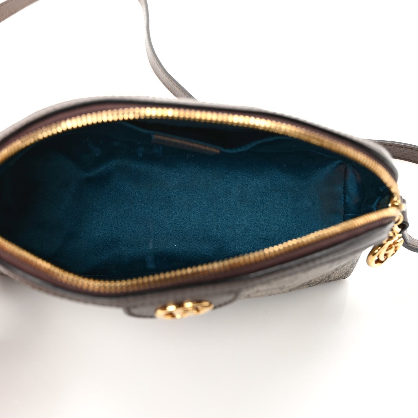 GG Supreme Monogram Textured Dollar Calfskin Web Small Ophidia Dome Shoulder Bag Beige Ebony New Acero