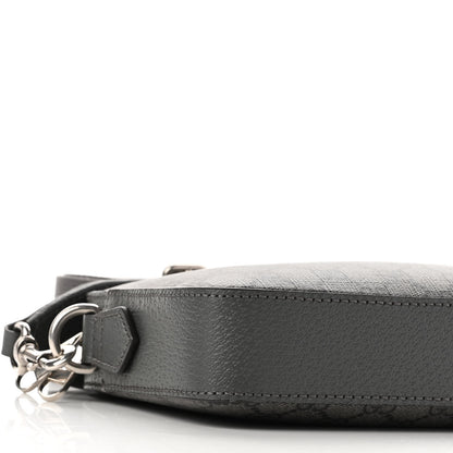 Gucci GG Supreme Monogram Textured Dollar Calfskin Web Ophidia Wristlet Shoulder Bag Grey Black Graphite Grey 8 of 9