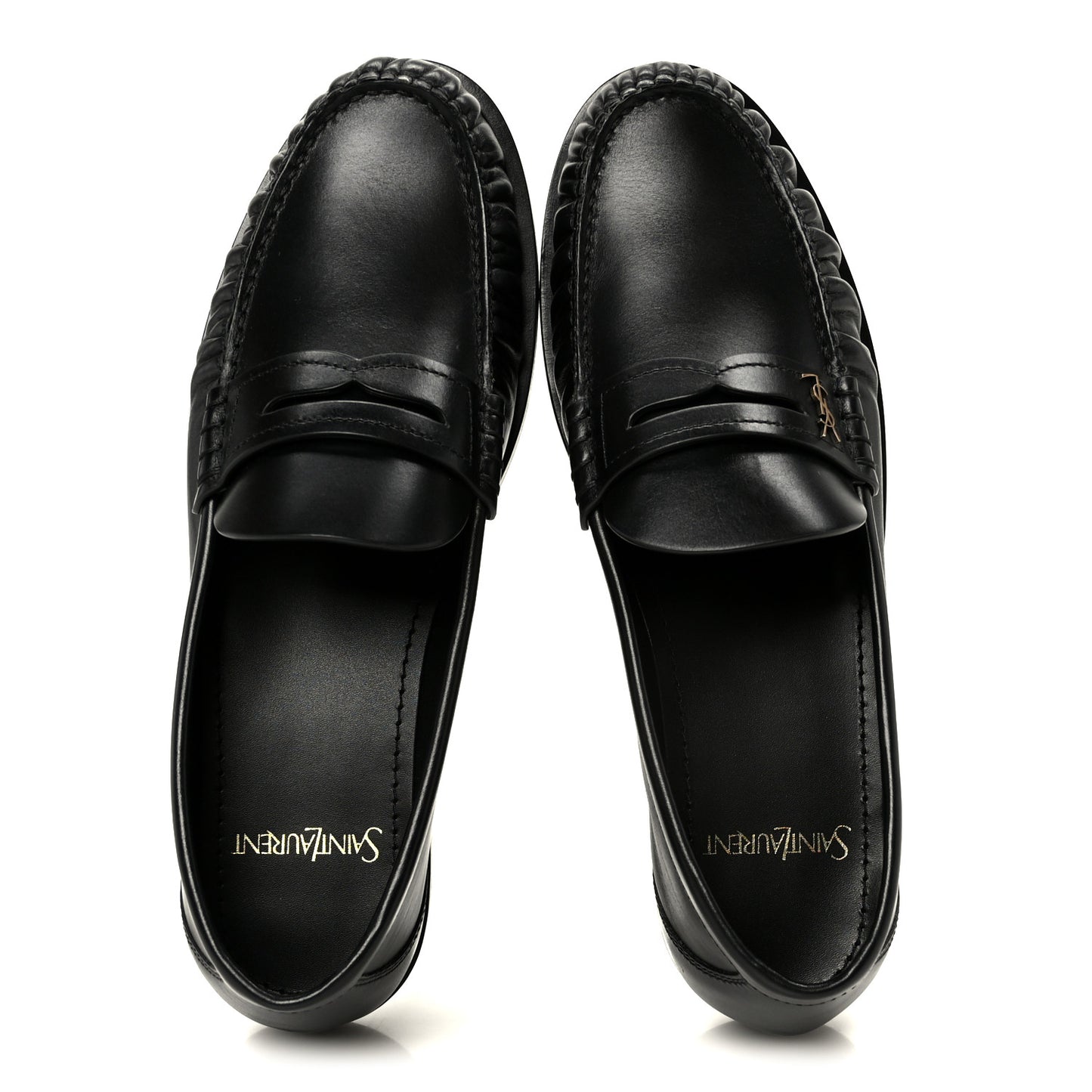 Calfskin Penny Loafers 37.5 Black