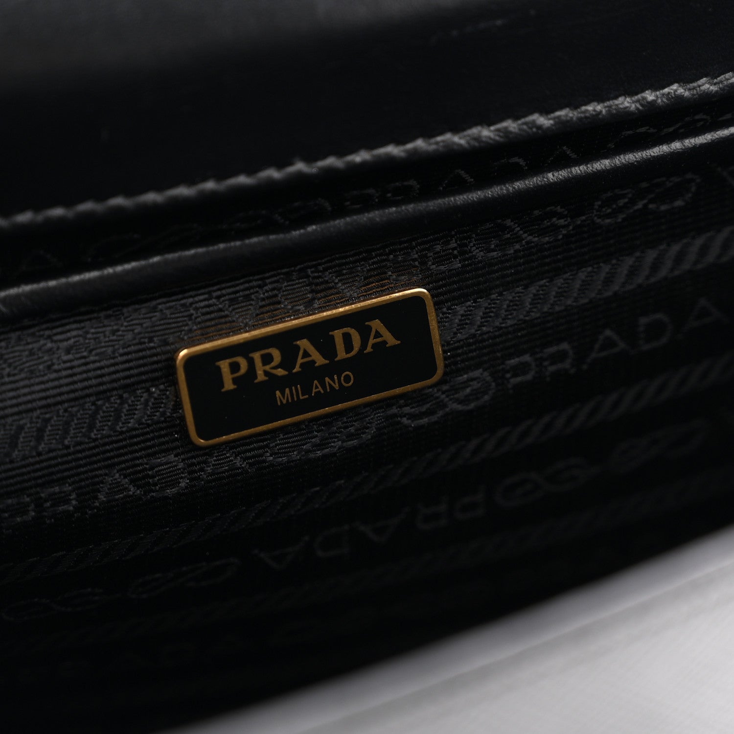 Prada Saffiano Soft Calfskin Metal Triangle Logo Envelope Chain Shoulder Bag Black 6 of 11