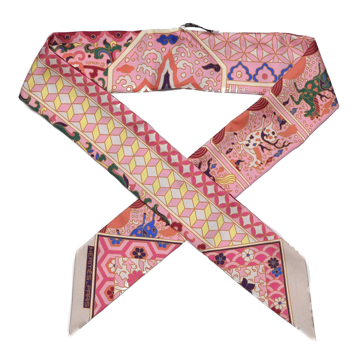Hermes Silk Collections Imperiales Twilly Beige Rose Vert 1 of 4