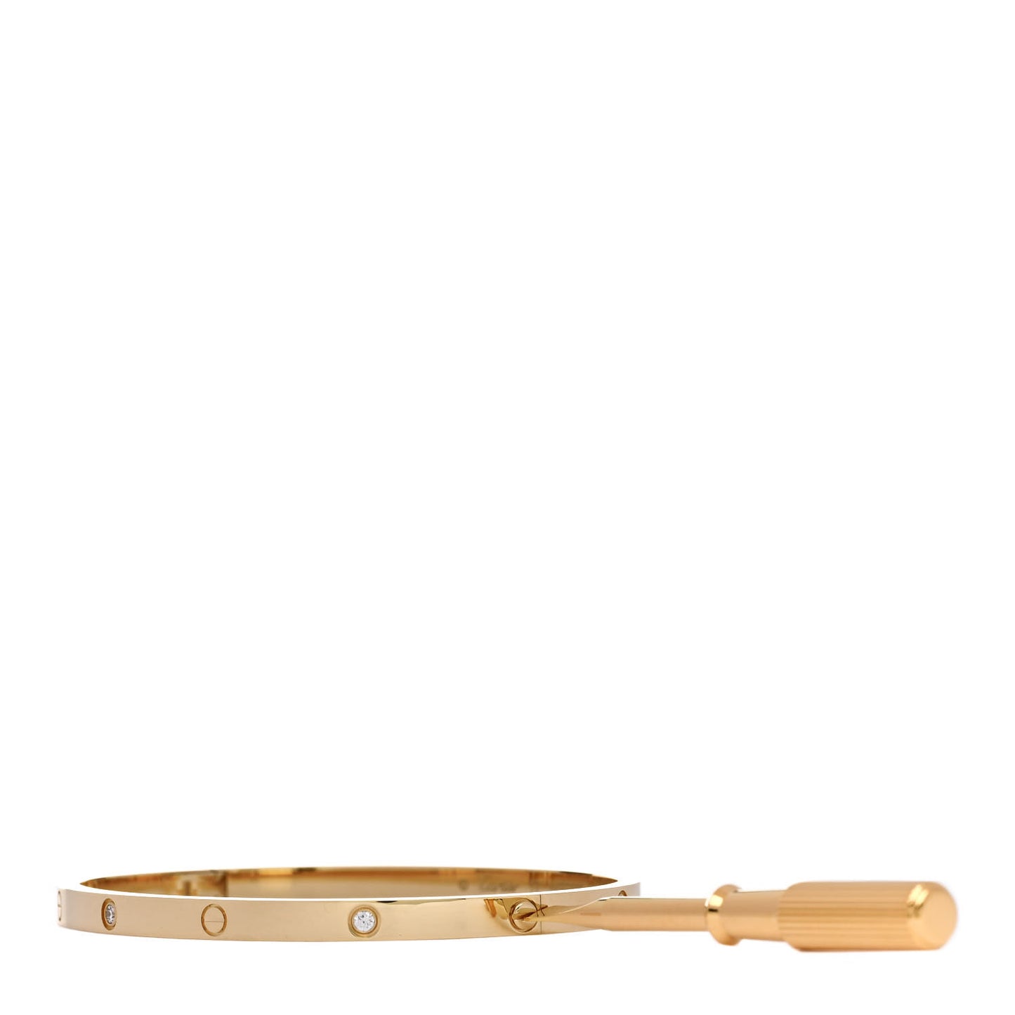 18K Yellow Gold 6 Diamond Small LOVE Bracelet 17