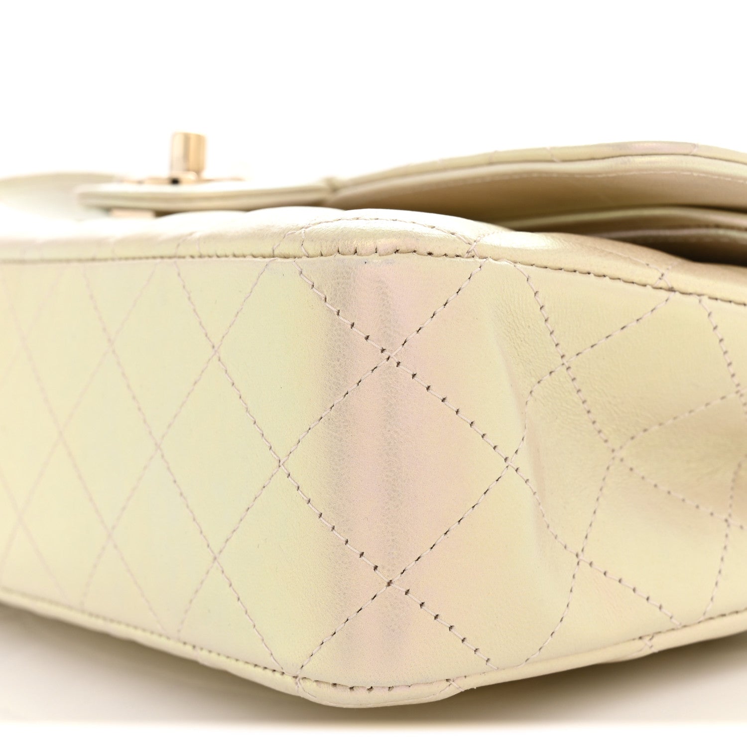 Chanel Iridescent Lambskin Quilted Medium Double Flap Ivory 10 of 11