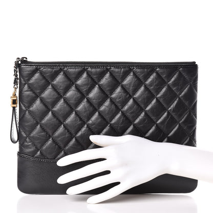 Chanel Aged Calfskin Quilted Medium Gabrielle Cosmetic Case Black 2 of 9