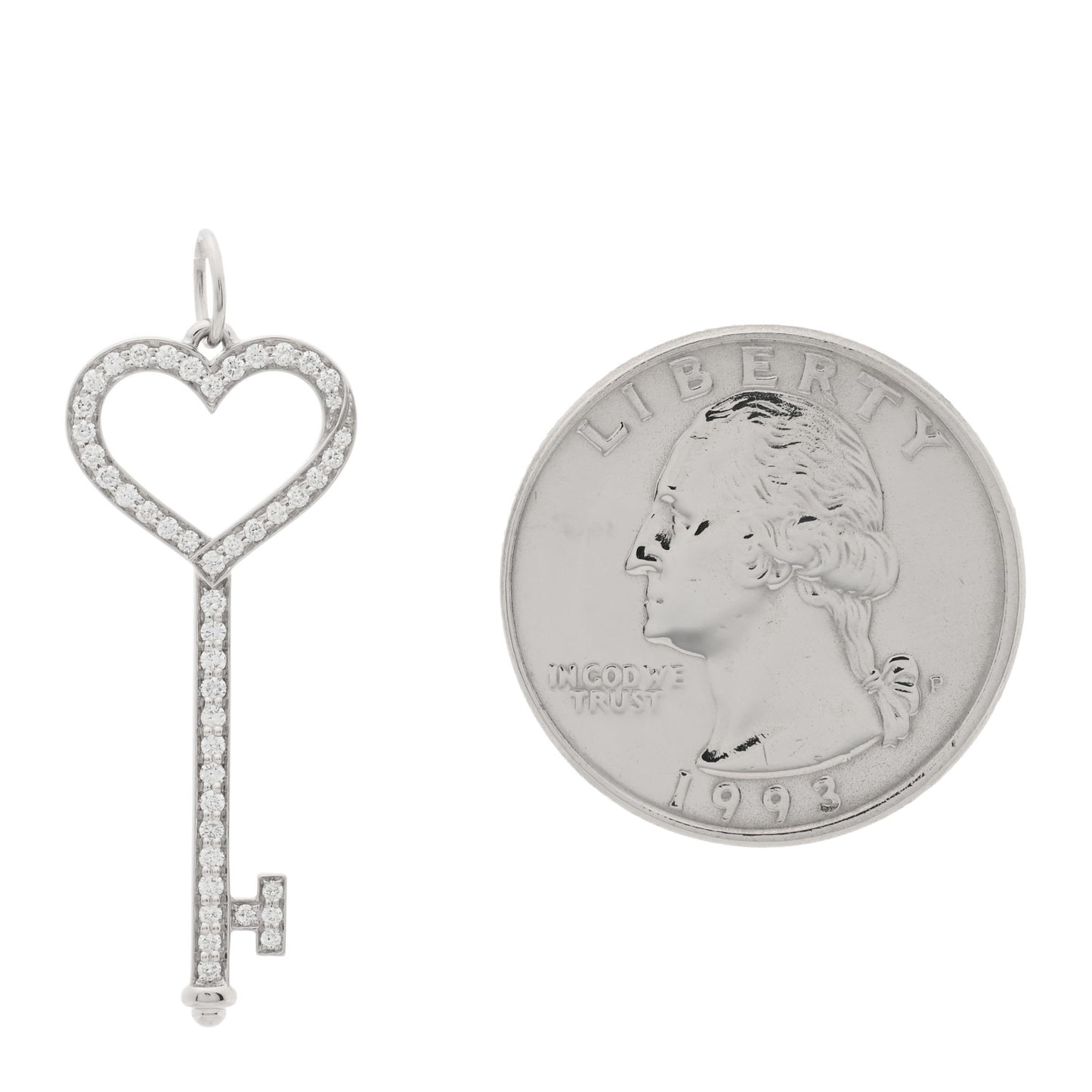 Platinum Diamond Heart Key Pendant