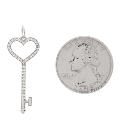 Tiffany Platinum Diamond Heart Key Pendant 2 of 3
