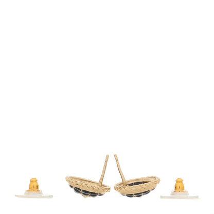 Chanel Resin CC Chain Round Earrings Gold Black 3 of 4