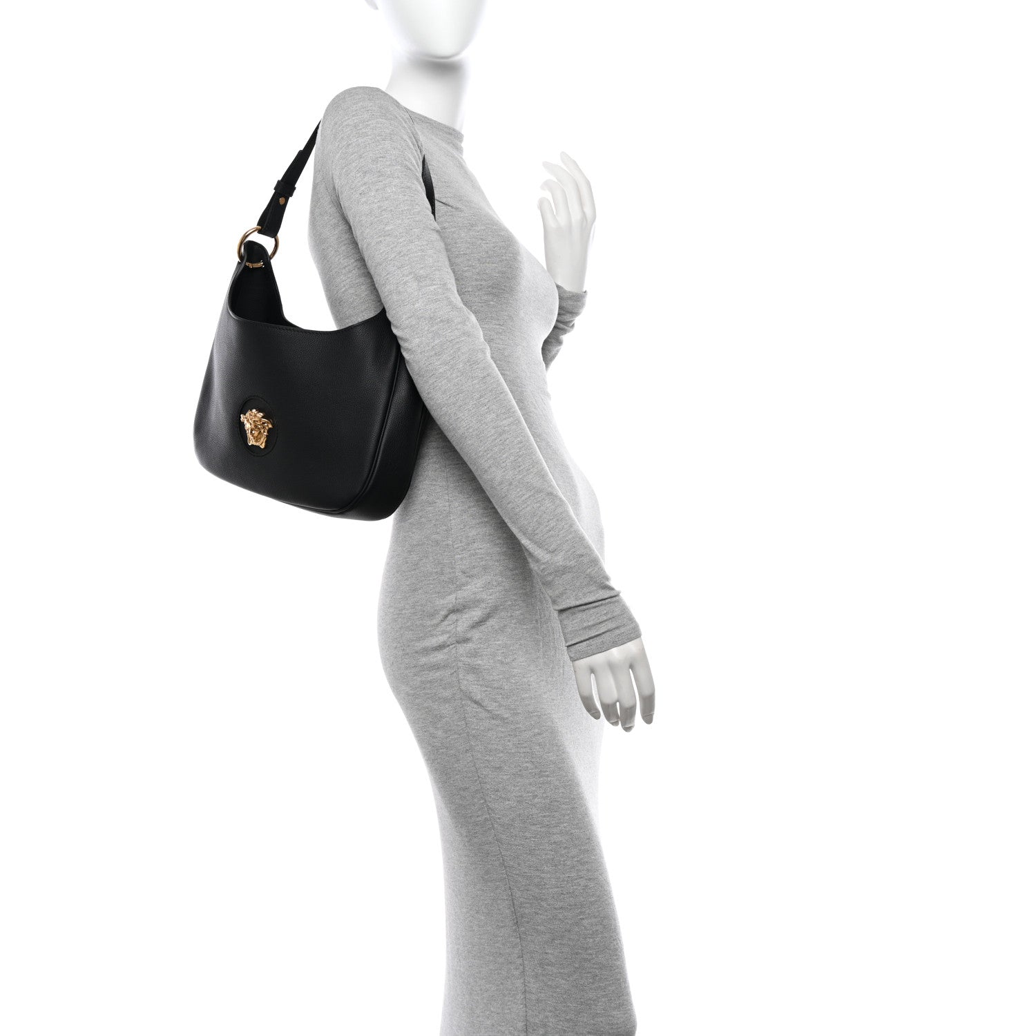 Versace Calfskin La Medusa Medium Hobo Crossbody Black 2 of 9