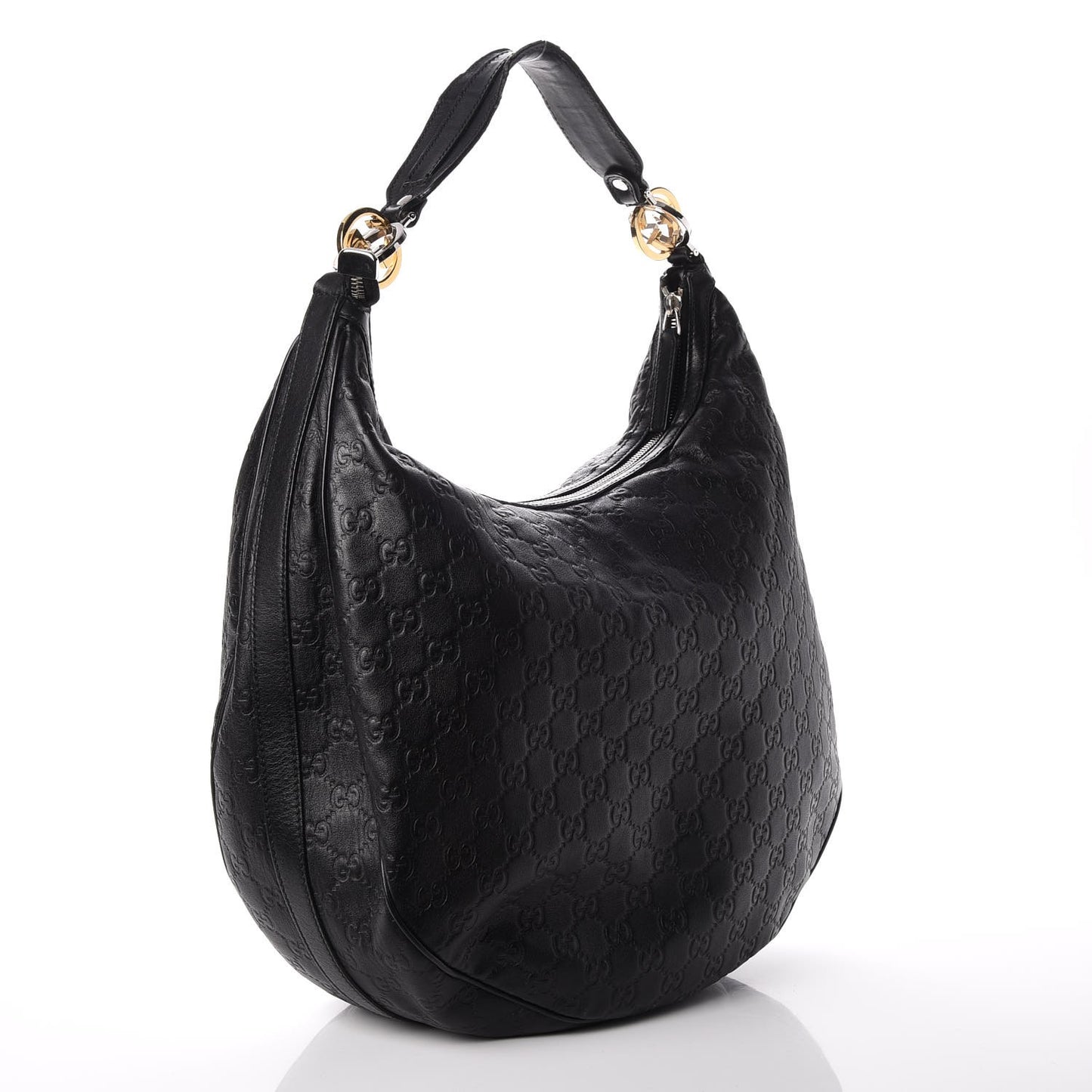Guccissima Large GG Twins Hobo Black