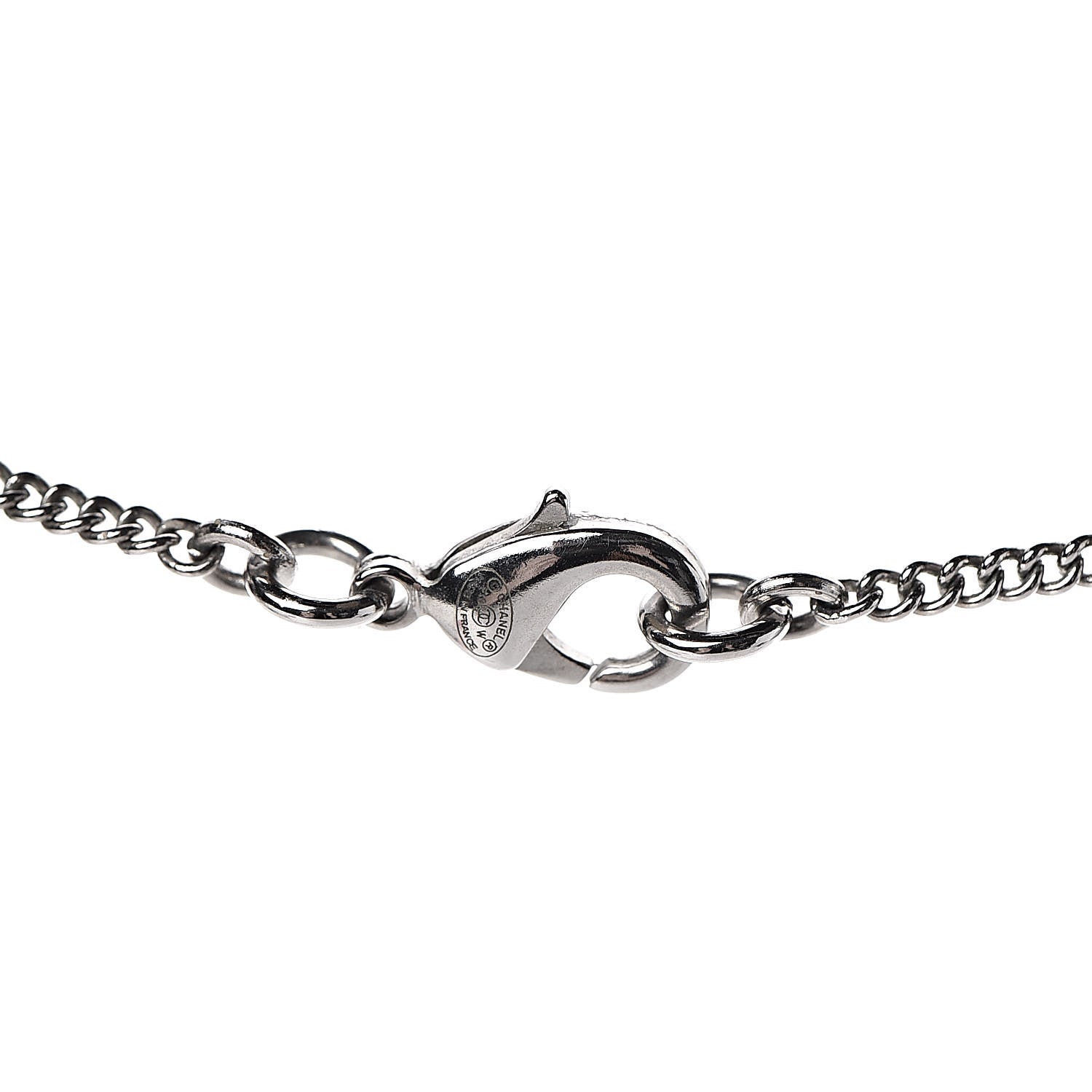 Chanel Crystal Timeless CC Necklace Silver 5 of 6