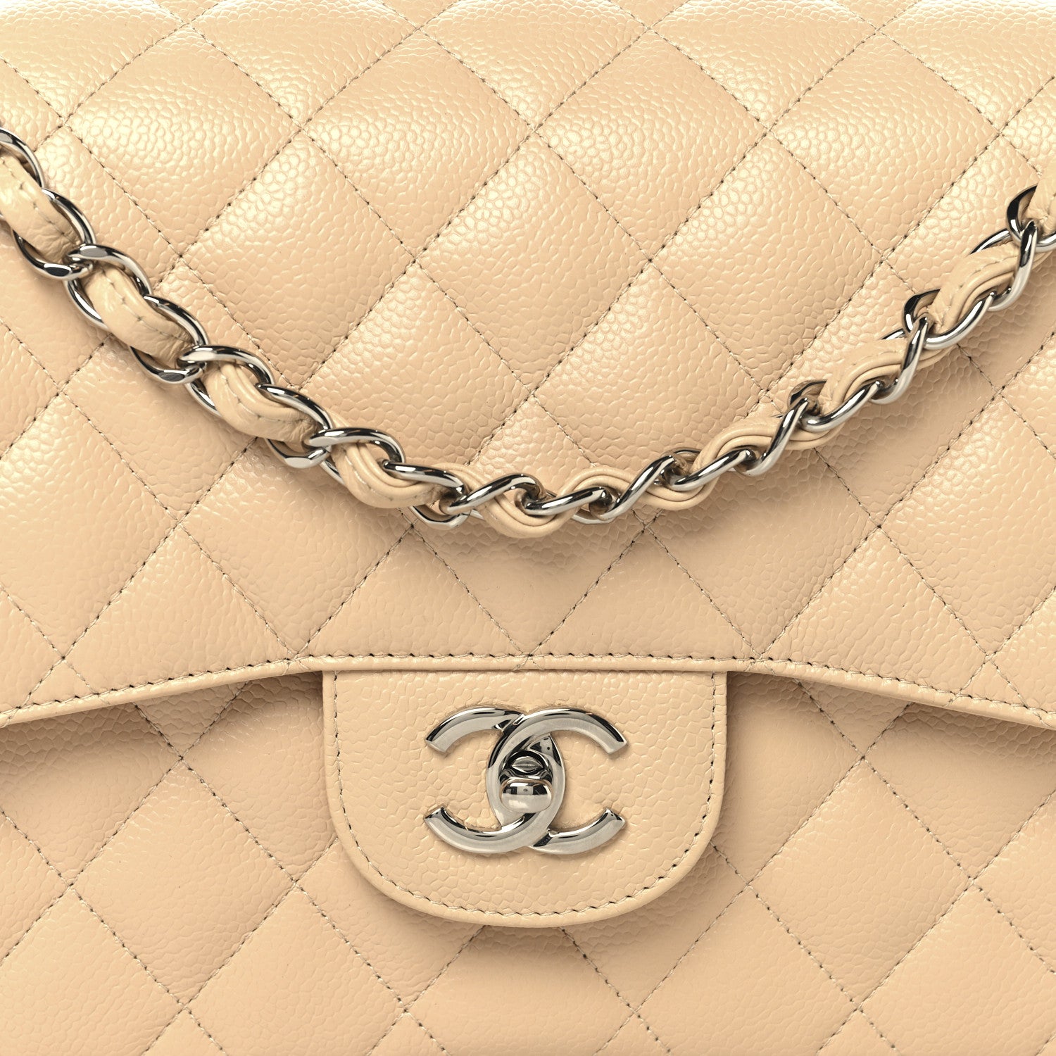 Chanel Caviar Quilted Jumbo Double Flap Beige 8 of 11