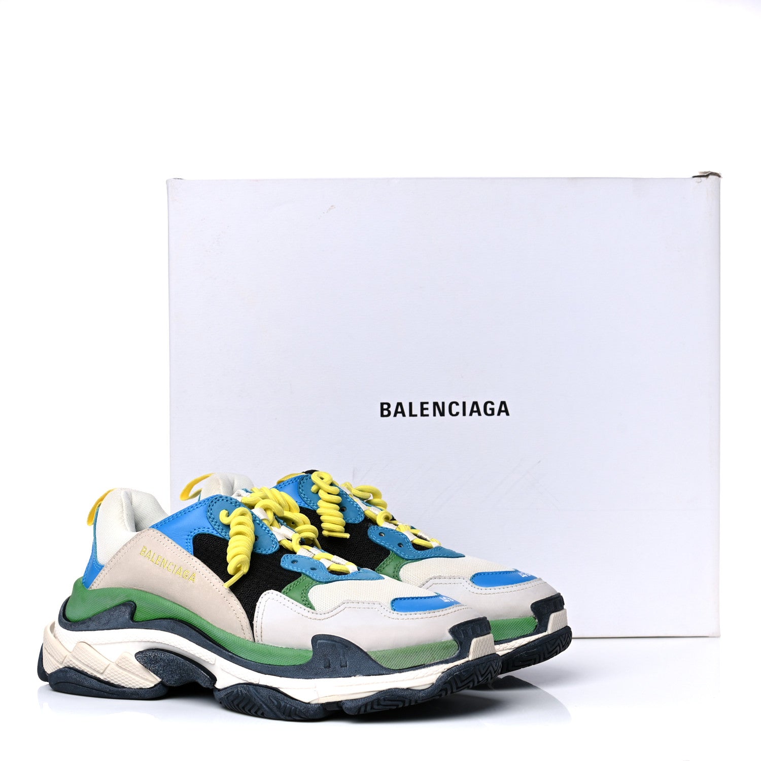 Balenciaga Fabric Mesh Nappa Mens Triple S Sneakers 43 Bleu White Vert Jaune 17 of 17