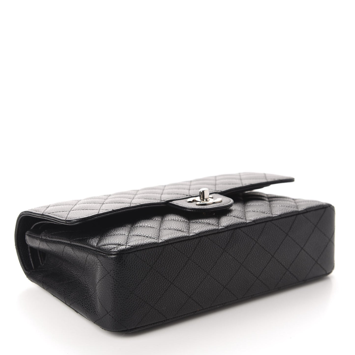 Caviar Quilted Medium Double Flap Black