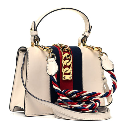 Gucci Calfskin Mini Sylvie Top Handle Bag White 3 of 9