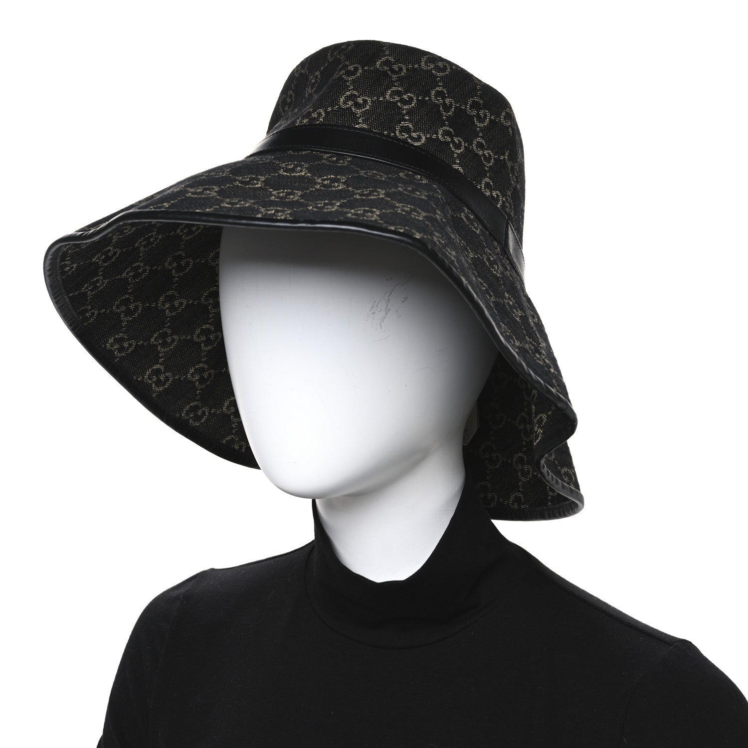 Gucci Monogram Wide Brim Hat S Black 2 of 8