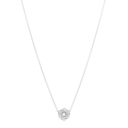 Piaget 18K White Gold Diamond .23ctw Rose Pendant Necklace 1 of 5