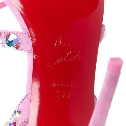 Christian Louboutin Veau Velours Crystal Embellished Emilie 10 Sandals 37.5 Pink 6 of 7