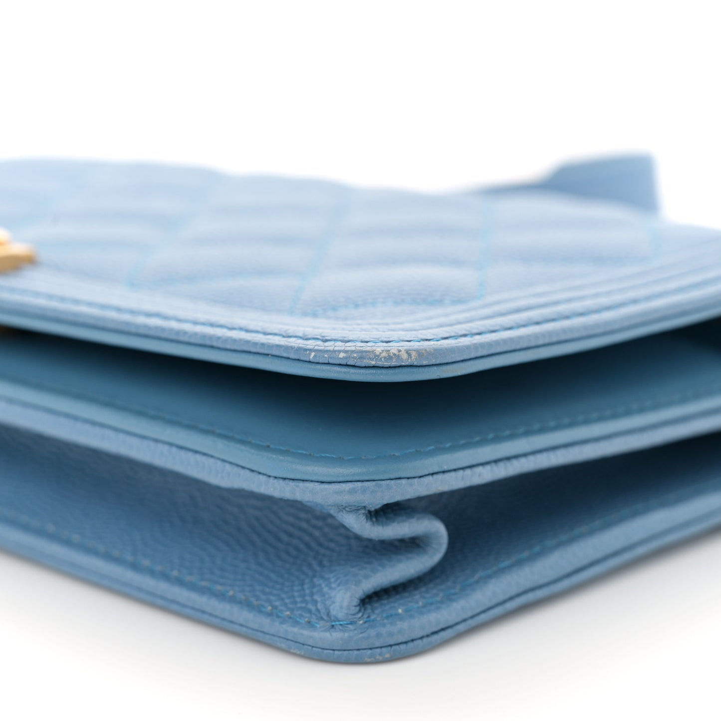 Caviar Quilted Boy Wallet On Chain WOC Blue