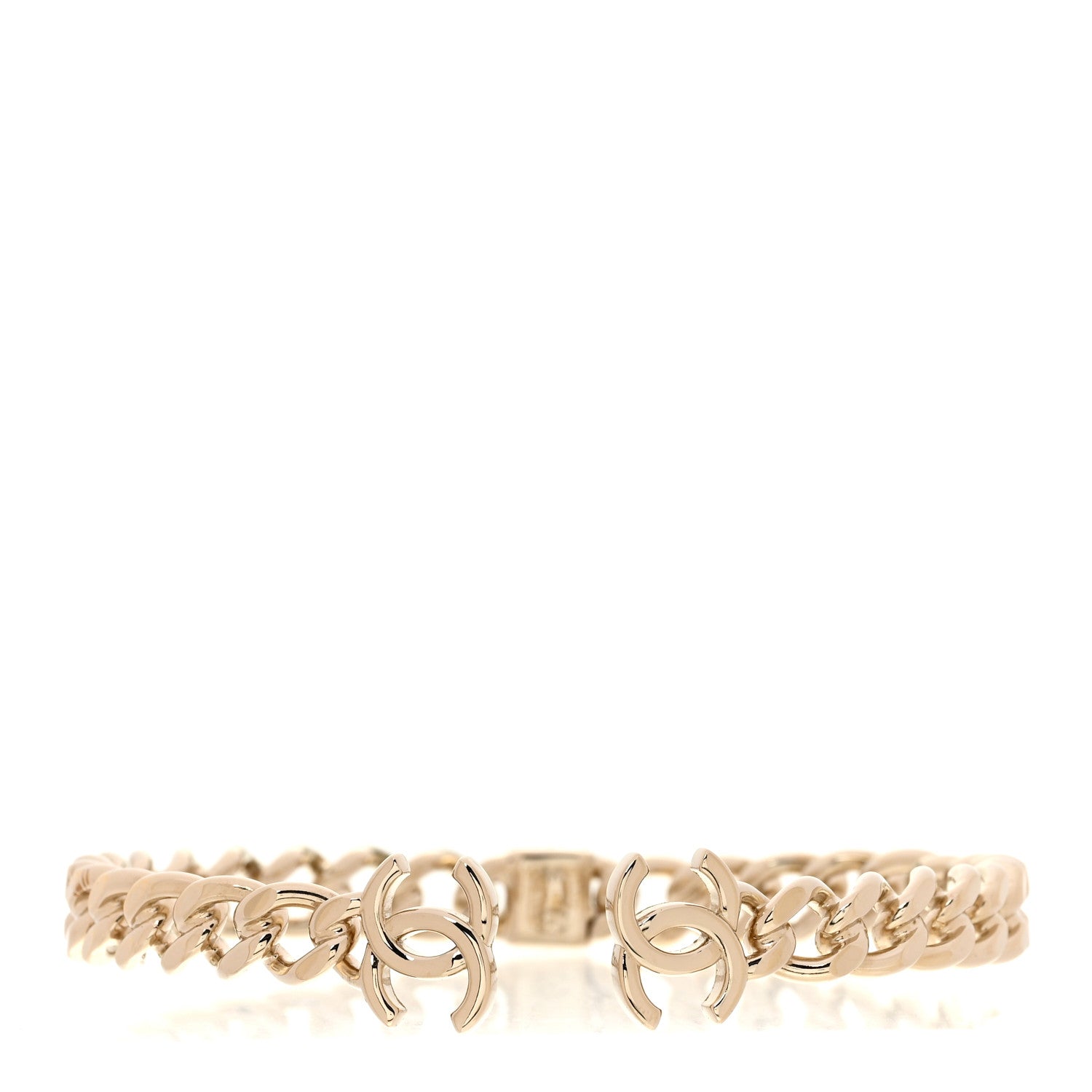 Chanel Metal CC Chain Link Choker Necklace M Gold 1 of 4