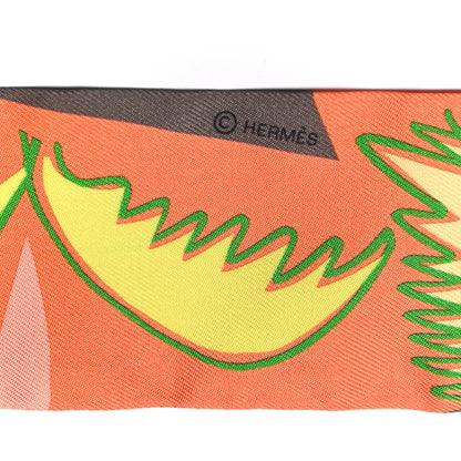 Hermes Silk Sea Surf and Fun Twilly Orange Jaune Camel 3 of 5