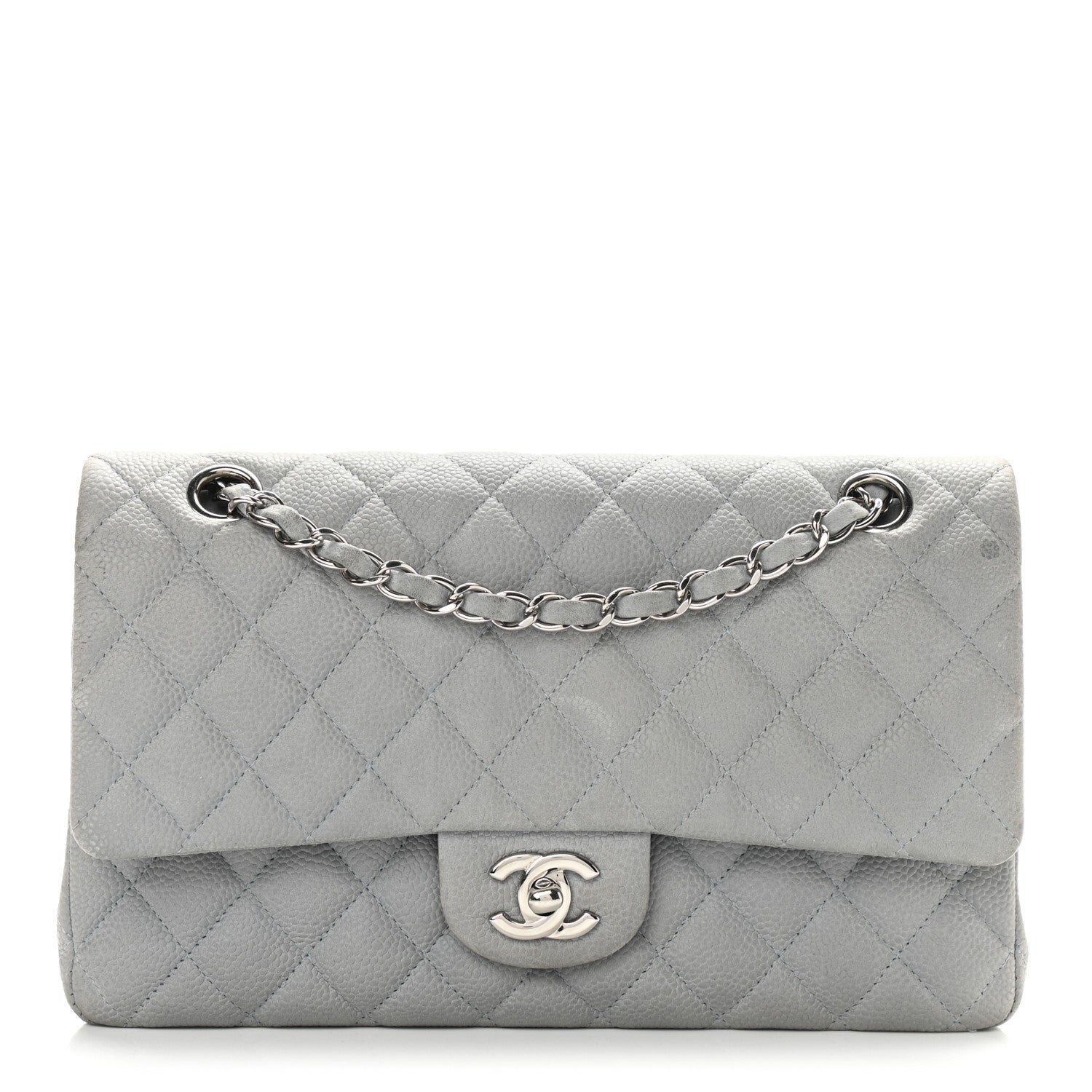 Chanel Iridescent Caviar Quilted Medium Double Flap Grey 1 of 14