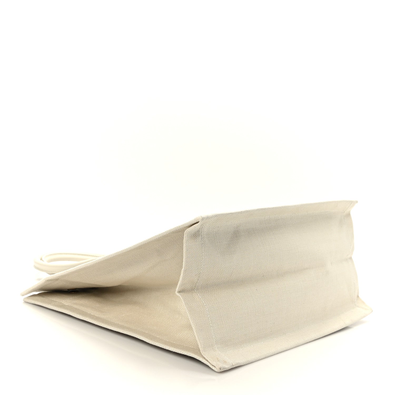 Saint Laurent Linen Calfskin Small Rive Gauche Tote Military Green Blanc Vintage 4 of 9