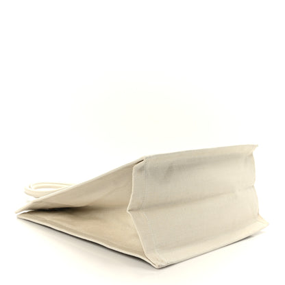 Saint Laurent Linen Calfskin Small Rive Gauche Tote Military Green Blanc Vintage 4 of 9