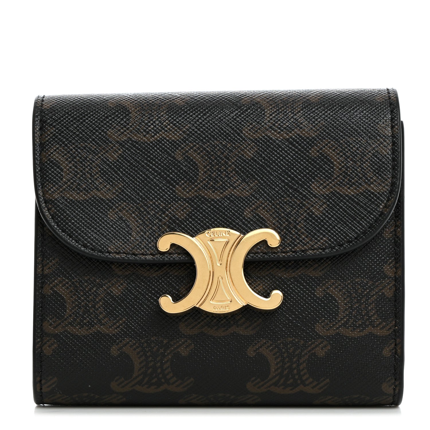 Celine Triomphe Canvas Small Triomphe Wallet Tan 1 of 8