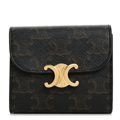 Celine Triomphe Canvas Small Triomphe Wallet Tan 1 of 8