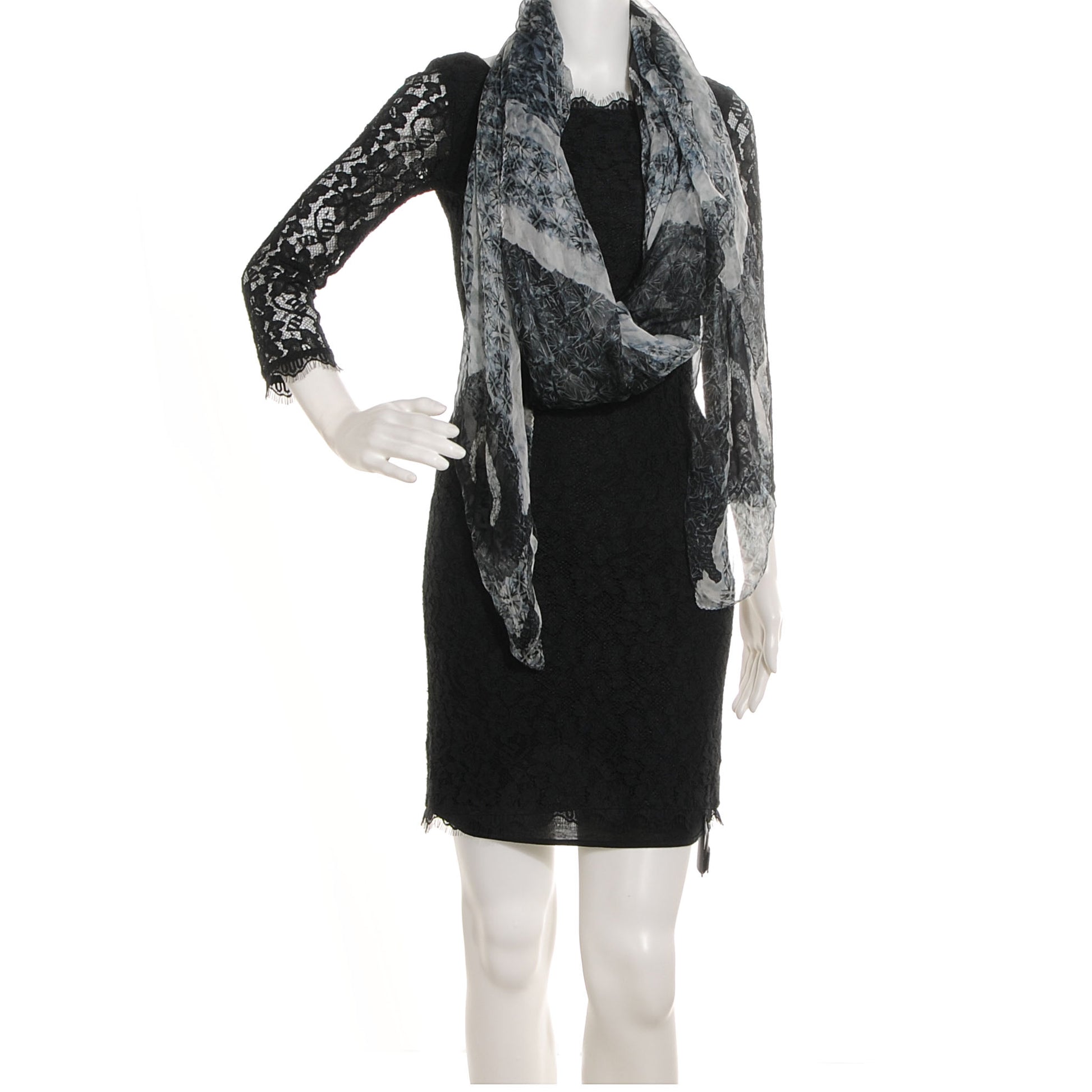 Alexander McQueen Silk Chiffon God Save McQueen Scarf Grey 2 of 8