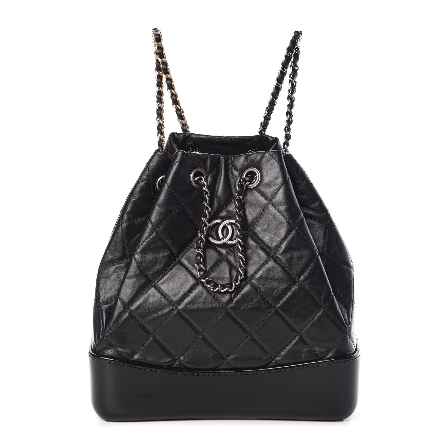 Aged Calfskin Quilted Small Gabrielle Backpack Black