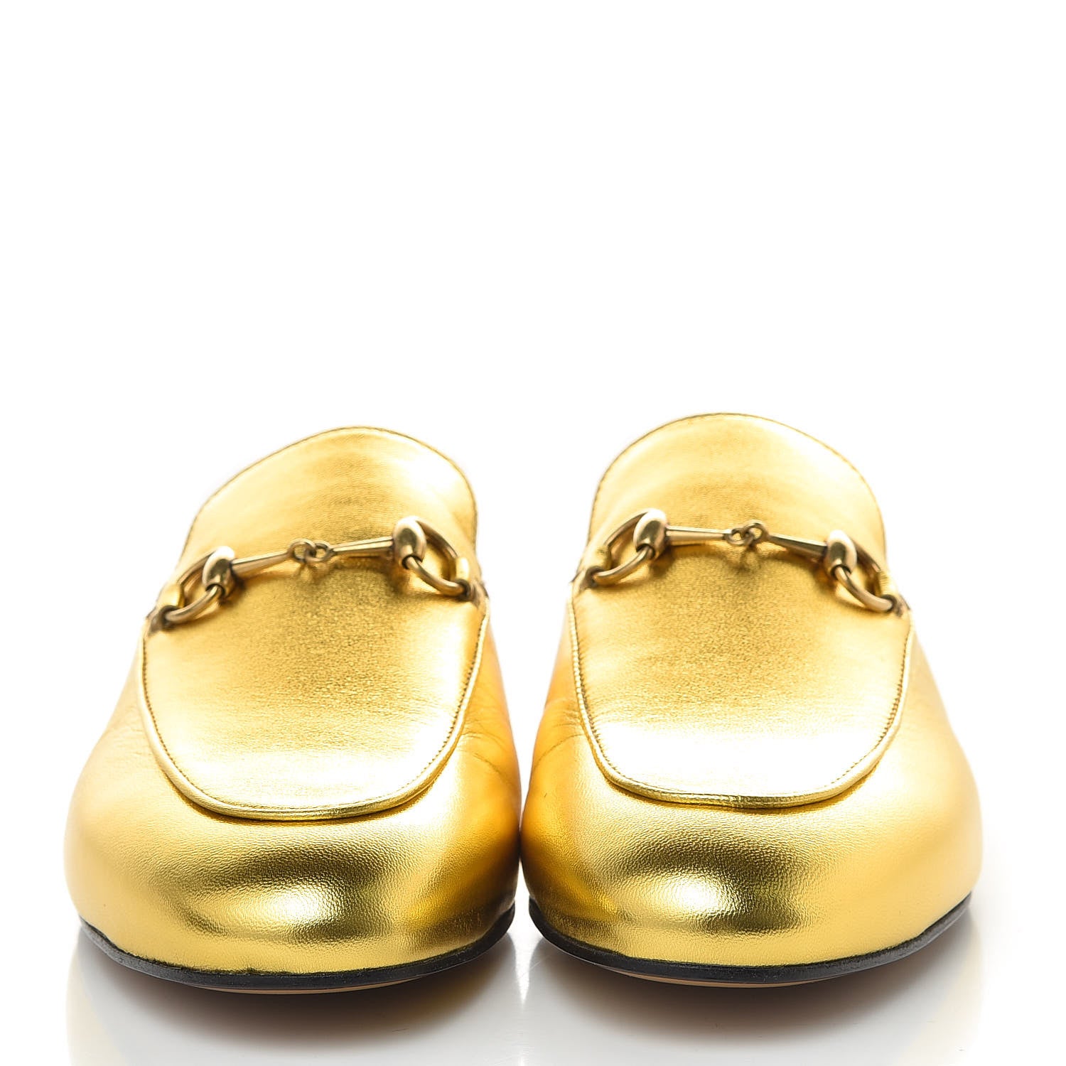 Gucci Metallic Nappa Womens Princetown Slippers 37.5 Gold 2 of 15