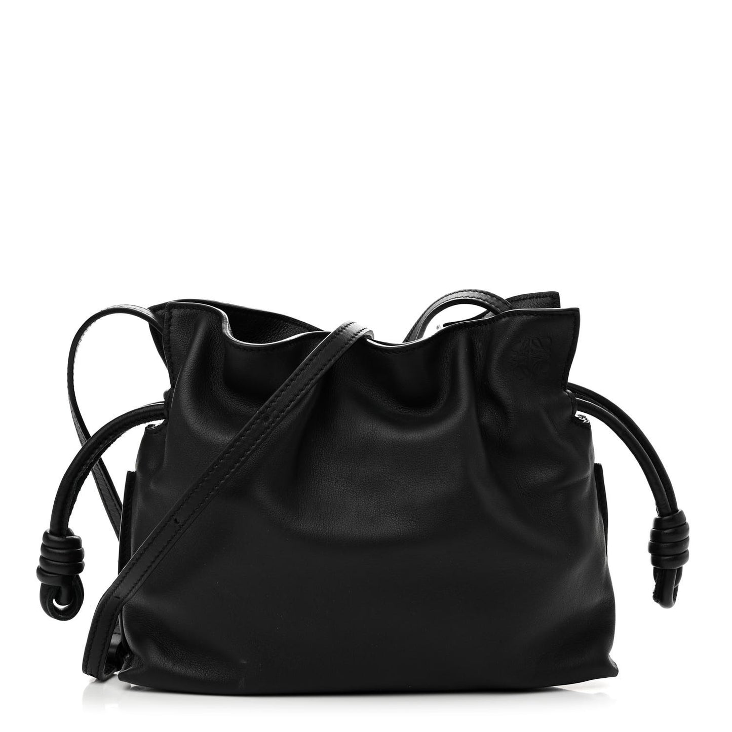 Calfskin Mini Flamenco Knot Clutch Black