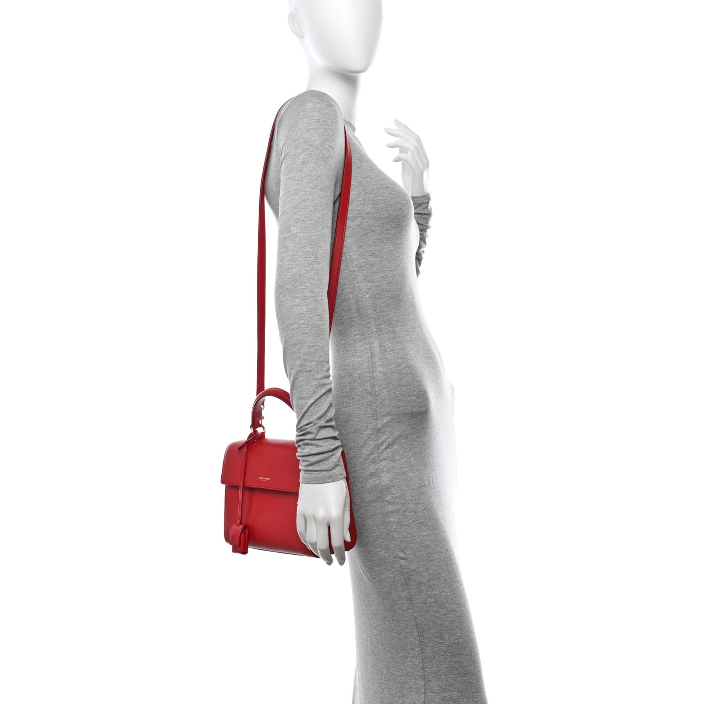 Grained Calfskin Small Moujik Top Handle Bag Red