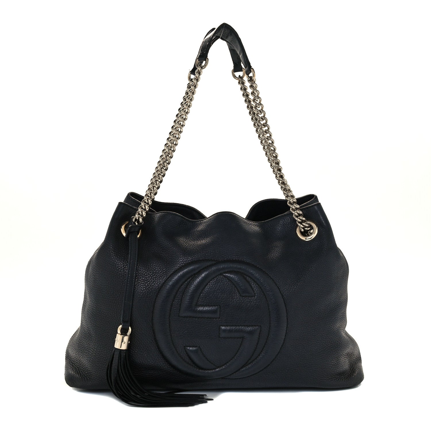 Gucci Pebbled Calfskin Medium Soho Chain Shoulder Bag Black 1 of 12