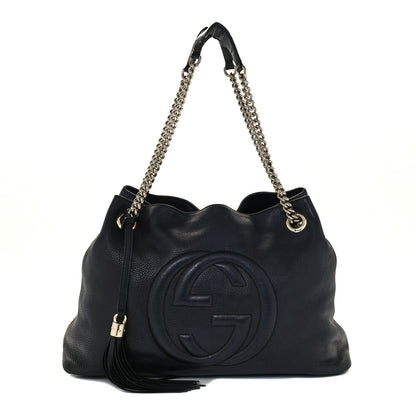 Gucci Pebbled Calfskin Medium Soho Chain Shoulder Bag Black 1 of 12