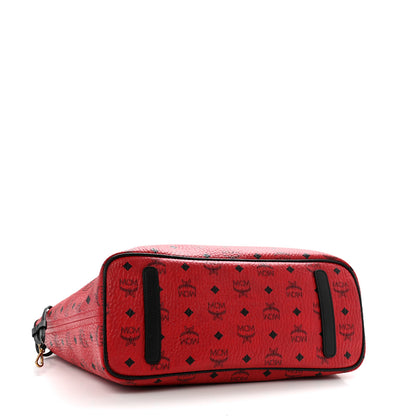 MCM Visetos Medium Project Reversible Shopper Tote Ruby Red Black 8 of 19