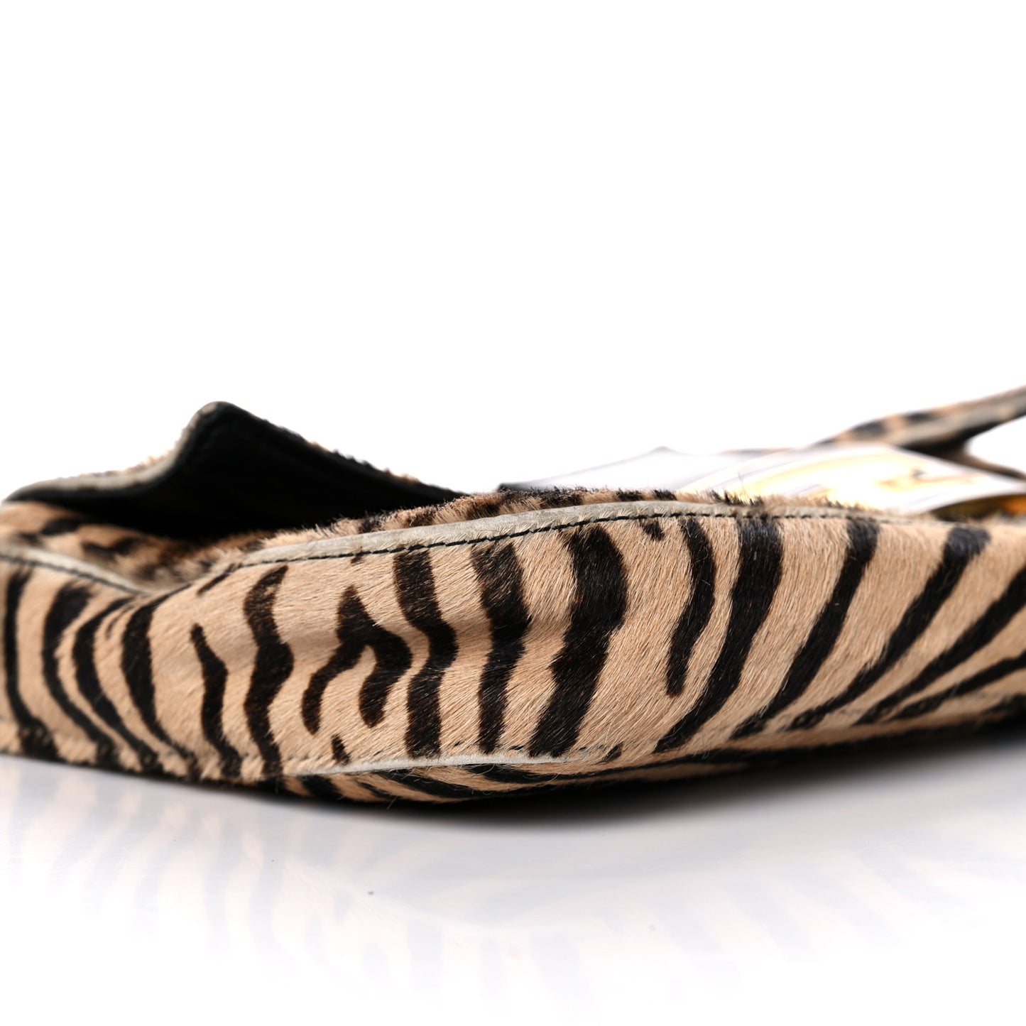Calf Hair Zebra Print Baguette Brown