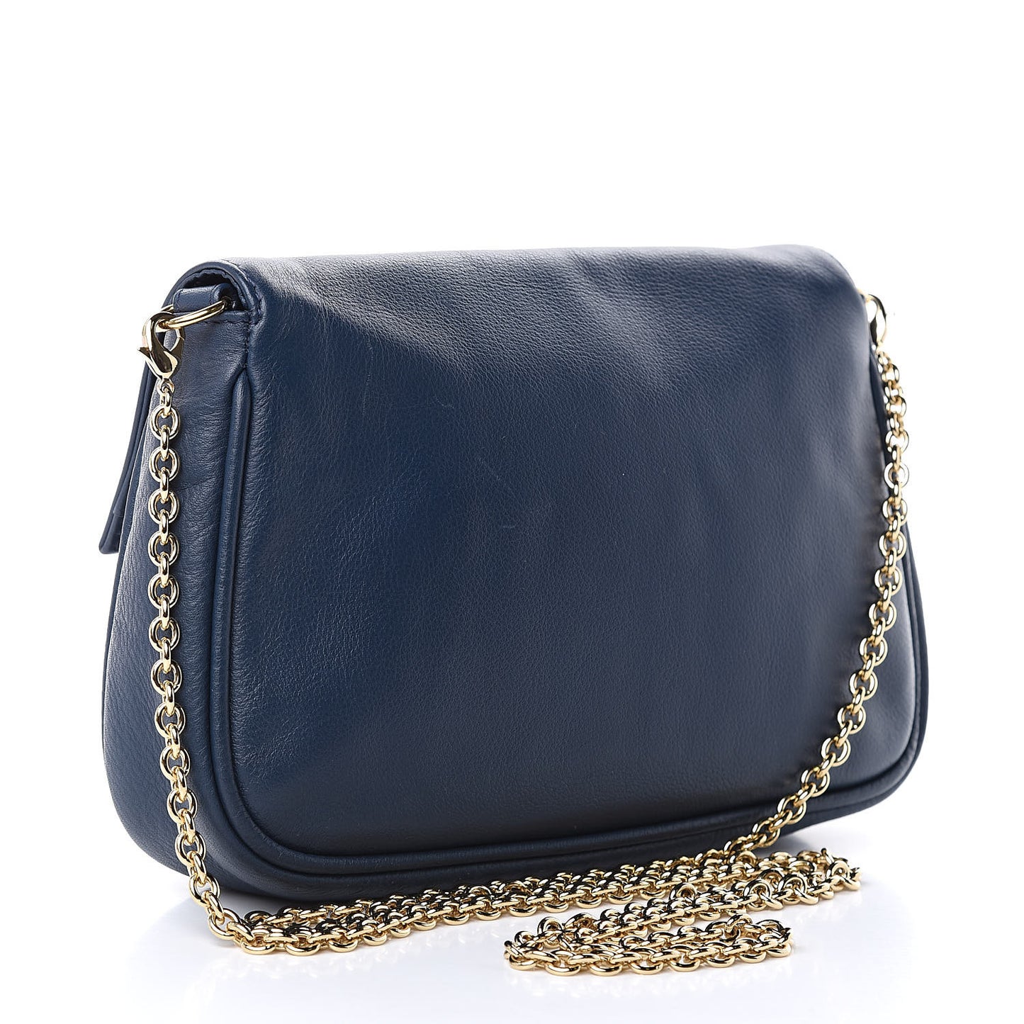 Vitello Flamingo Fendista Pouchette Crossbody Blue